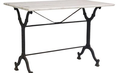FRENCH CAST IRON & MARBLE BISTRO TABLE
