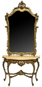 FRENCH LOUIS XV STYLE CONSOLE TABLE & MIRROR