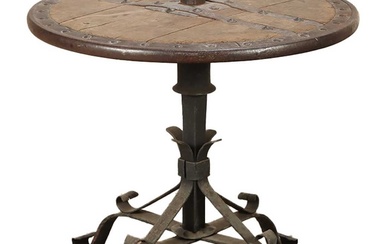 FRENCH SEVENTEENTH OR EIGHTEENTH CENTURY WOOD AND IRON TABLE TOP...