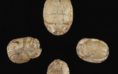 Four Unmounted Egyptian Steatite Scarab Beads