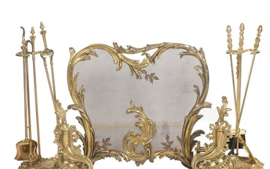 French Rococo-Style Fireplace Set