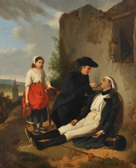 French School (19th century), The wounded soldier