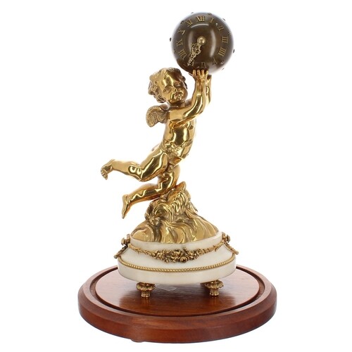 French ormolu, bronze and white marble figural mantel clock ...