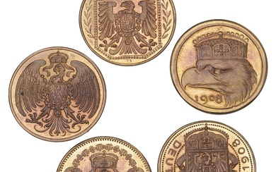 Germany, coll. pattern 25 Pfennig 1908, i original æske, 5 pcs. diff.,...