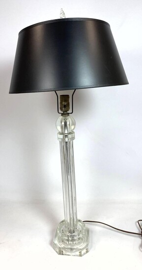 Glass Column Table Lamp. Glass Flame finial.