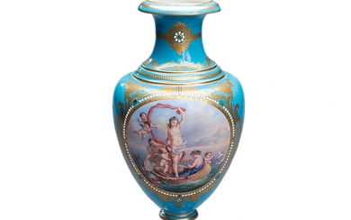 Grand vase en porcelaine "La Naissance de Venus". Avec la marque du fabricant "Sèvre". Peinture...