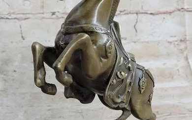 Gravity-Defying Majesty: Signed Original Bronze Horse Sculpture by Milo - 9" x 6"