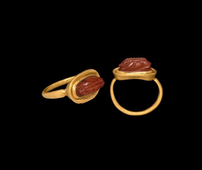 Greek Boar Gemstone in Gold Ring