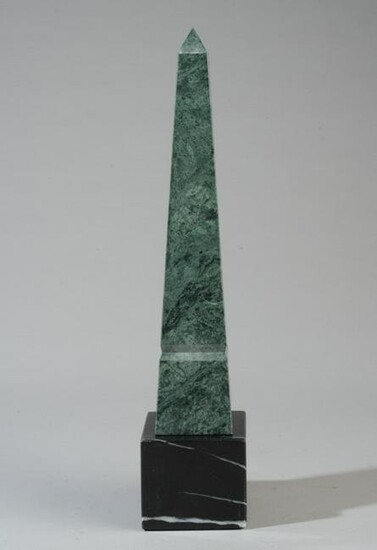 Green Marble Obelisk with Black Marble Stand