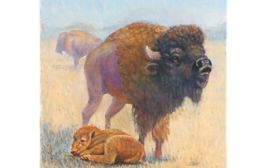 Gregory Perillo Western Genre Oil Painting of Bison