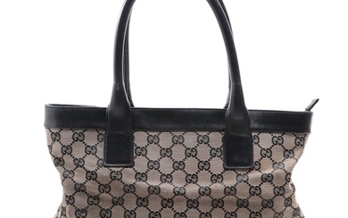 Gucci Tote Bag in GG Canvas with Black Leather Trim