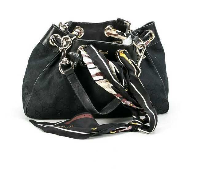 Gucci handbag, black fabric wi