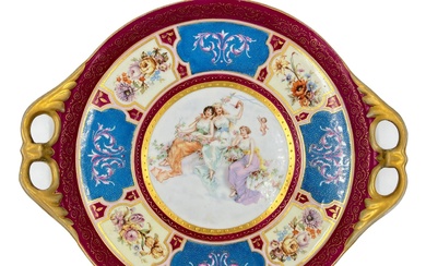 HAND PAINTED AND SIGNED AUSTRIAN PORCELAIN TRAY A beautiful...