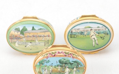 Halcyon Days Commemorative Wimbledon and Other Tennis Themed Enamel Boxes