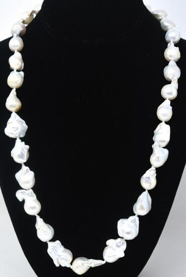 Hand Knotted Cultured Baroque Pearl Necklace