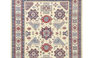 Hand Knotted, Ivory, Afghan Special Kazak, Natural Wool, Oriental, Rug