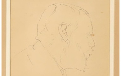Henri Edmond Cross, France (1856-1910), self? portrait in profile, graphite on paper, 5"H x 5"W