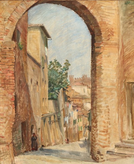 Holger H. Hansen: From an Italian street. Signed Holger H. Hansen. Oil on canvas. 53×45 cm.
