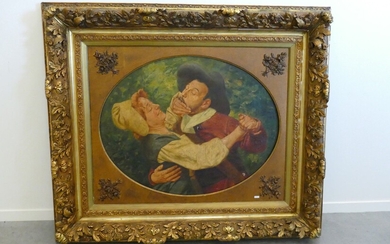Huile sur toile signée " Tableau breton romantique" (90 x 70cm)