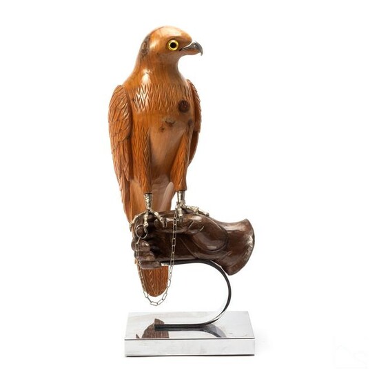 Italian De Stijl 23" Wooden Falcon Bird Sculpture