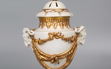 Italian Naples Double-Handled Vase with Ram's Heads