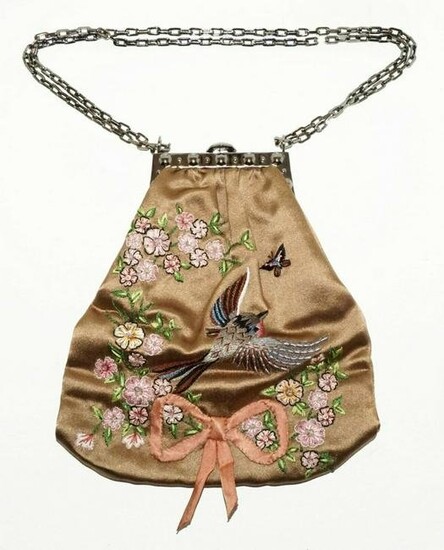 Italy Silk Bird Embroidery Purse Valentino Garavani