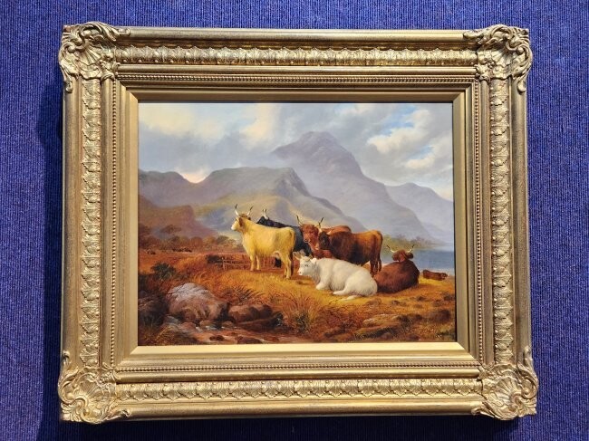 John Parker Davis painting of cattle, 19th century