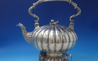Jones Shreve & Brown Co Sterling Silver Kettle on Stand Melon Shaped