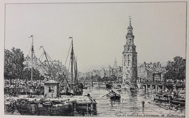 LALANNE Maxime (1827-1886) « Amsterdam, Tour Montalban » 1881. Ensemble de 39 planches identiques. Eau...
