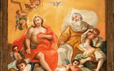 La Sainte Trinité, d'après Giambattista Tiepolo, école italienne du XVIIIe siècle Huile sur toile, dimensions...