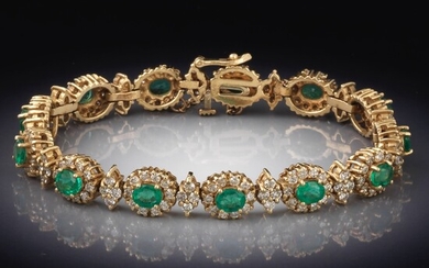 Ladies' Gold, Emerald and Diamond Bracelet