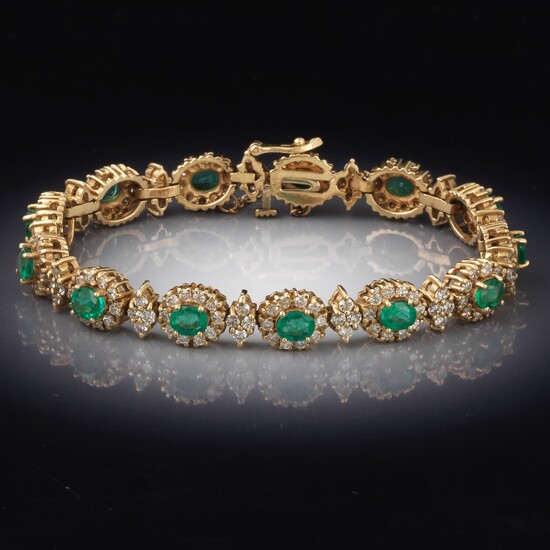 Ladies' Gold, Emerald and Diamond Bracelet