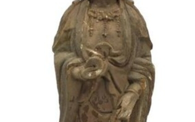 Large carved wood study of a deity, 56cm high