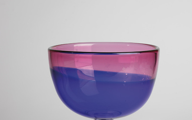 Large foot bowl Wilke Adolfsson (design), Orrefors, Sweden, 1986 Colourless glas...
