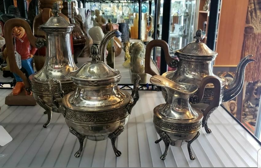 Late 1890's French Empire Style Silver Plated Tea and