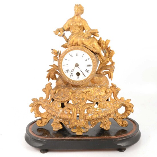 Late 19th Century French gilt spelter mantel clock