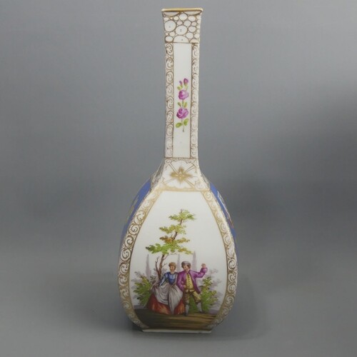 Late 19th century Dresden porcelain bottle vase. 31 cm. UK P...