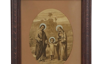 Lithograph of Jesus, Mary, and Joseph, Mid-20th Century