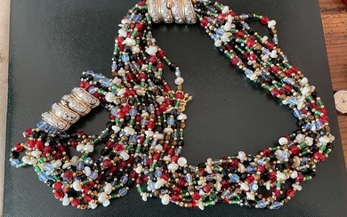 Lot de bijoux fantaisie dont collier et bracelet VERRE DE MURANO