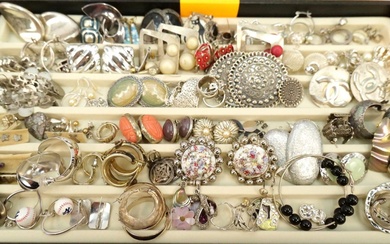 Lot of Silver Tone and Costume Jewelry Earrings
