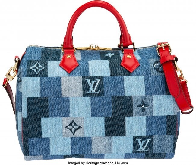 Louis Vuitton Patchwork Denim Speedy 30 Bag Cond