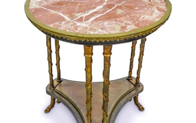 Louis XVI Style Marble Top Gilt-Metal and Wood Guéridon