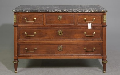 Louis XVI Style Marble Top Mahogany Chest