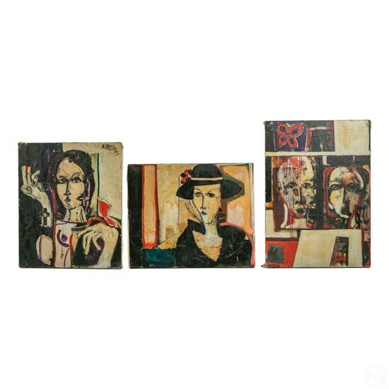 Martin (20C) Modern Figural Abstract Oil Paintings