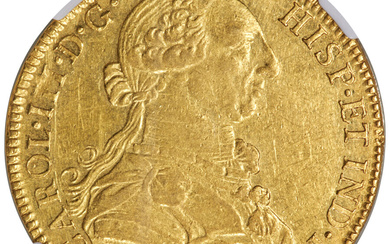 Mexico: , Charles III gold 8 Escudos 1777 Mo-FM AU55 NGC,...