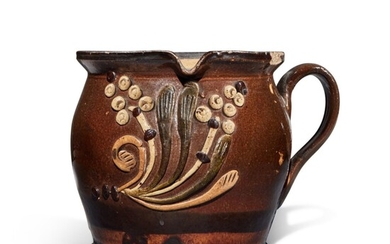 Moravian Applied and Slip Decorated Pitcher, Probably North Carolina, Circa 1800