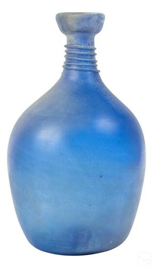 Murano Style Italian Blue Scavo Swirl Glass Vase