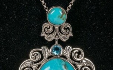 Native American Sterling Silver & Turquoise Necklace