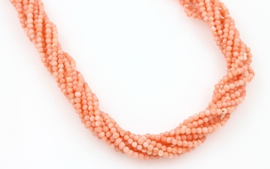 Necklace made of coral spheres , clasp...