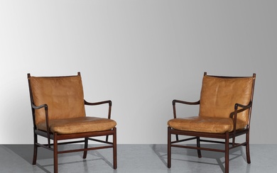 Ole WANSCHER 1903-1985 Paire de fauteuils mod. PJ 149 dits « Colonial » - Circa 1949